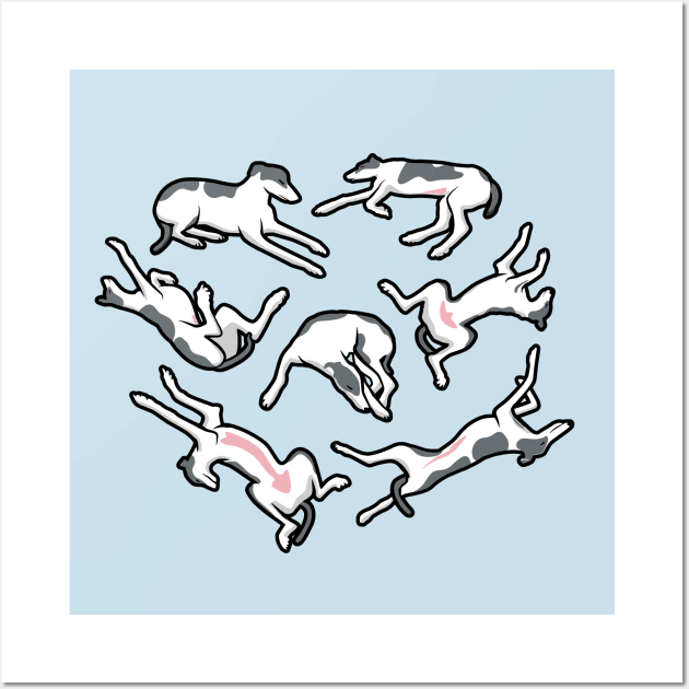 Funny Sleeping Greyhounds Wall Art by propellerhead